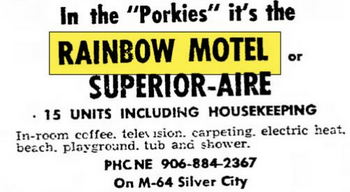 Rainbow Lodging (Rainbow Motel & Cabins) - June 1971 Ad (newer photo)